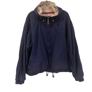 Vtg LL Bean Reversible Hooded Mens Chore Barn Coat Size XL Multicolor and Blue